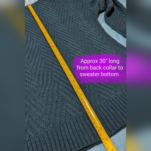 Warehouse One, BNWOT, dark teal/emerald green size LG, knitted style sweater - Picture 6 of 14